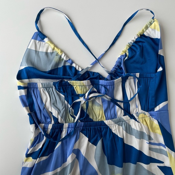 Blue Abstract Print String Halter Neck Mini Dress Lauren Wolfe - Picture 10 of 10